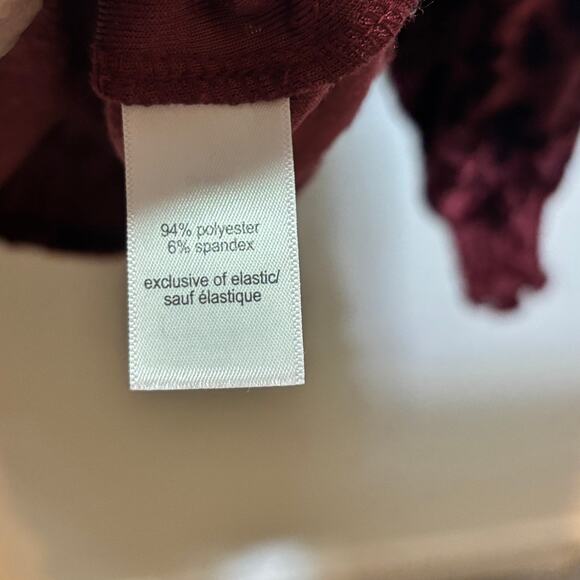 Maurices Velvet Floral Burnout Mock Neck Blouse Burgundy Maroon Women’s Large - Picture 3 of 6